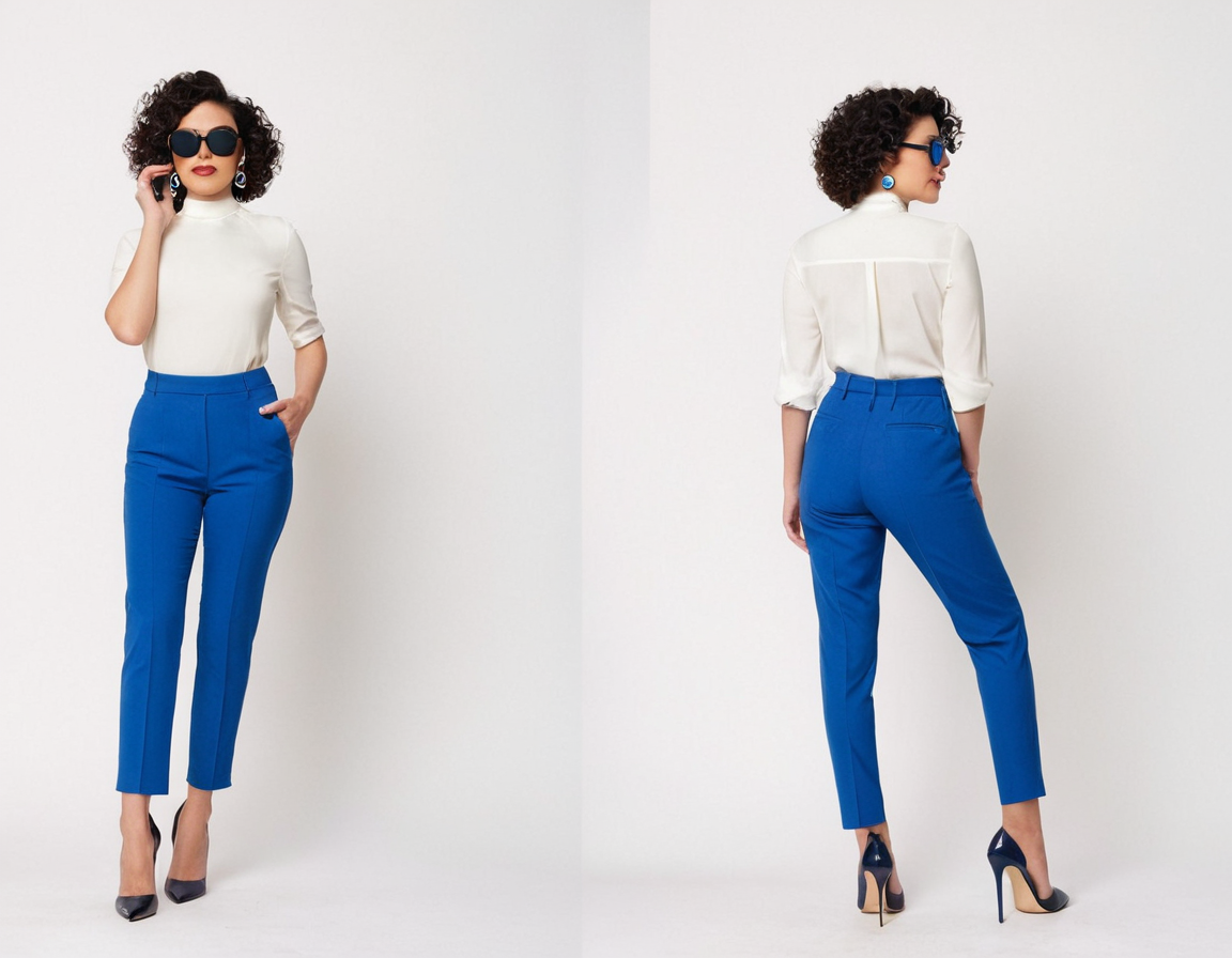 Women's blue cigaratte pant