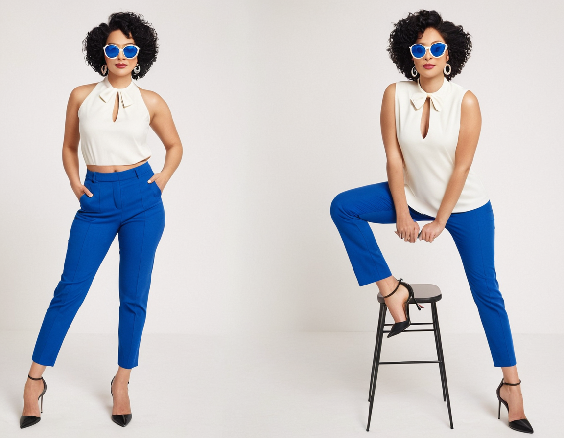 Women's blue cigaratte pant