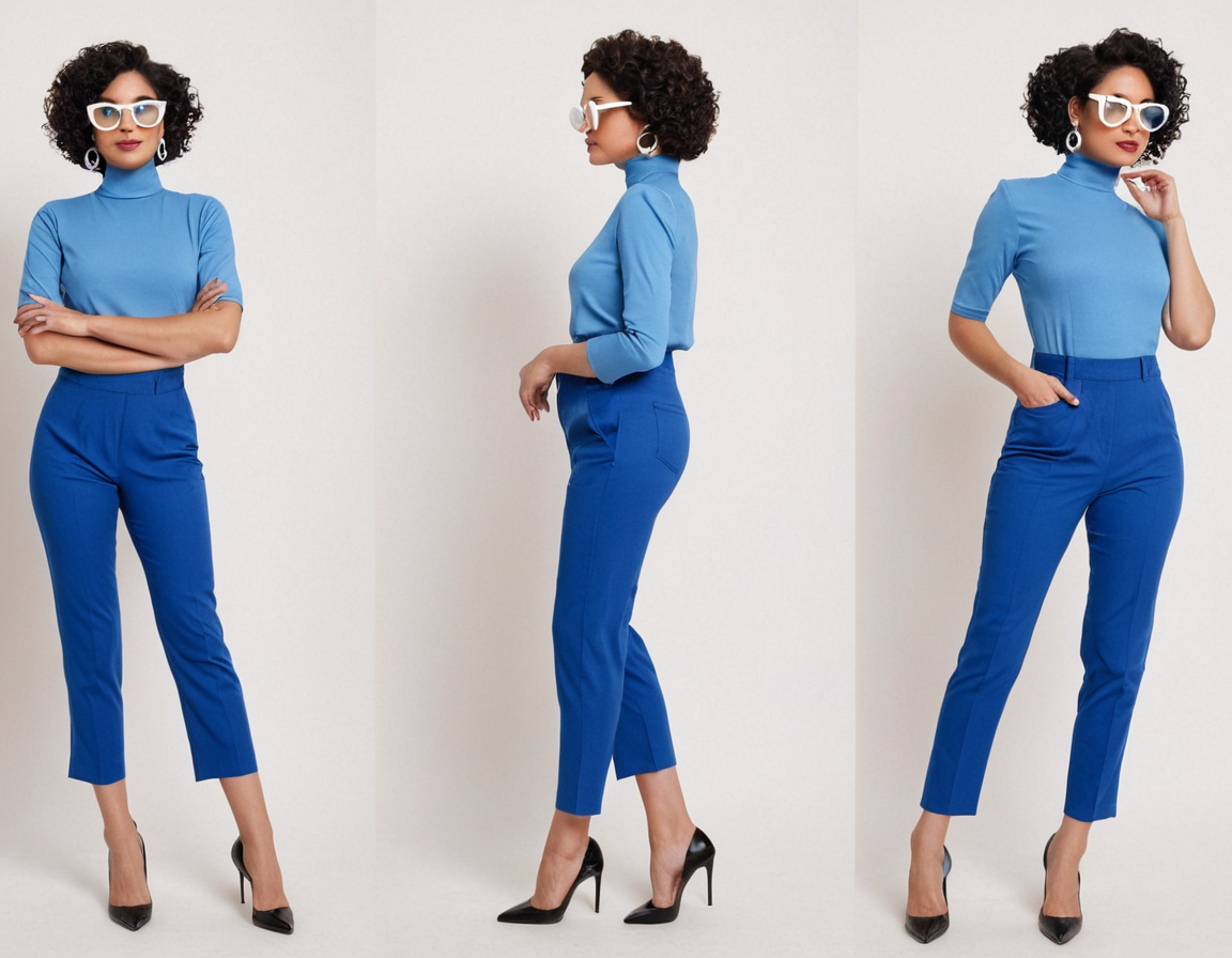 Women's blue cigaratte pant