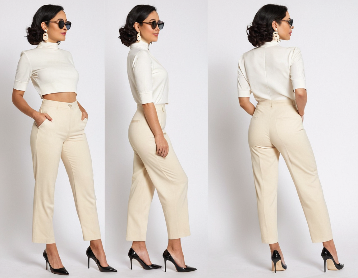 Women's beige cigaratte pant