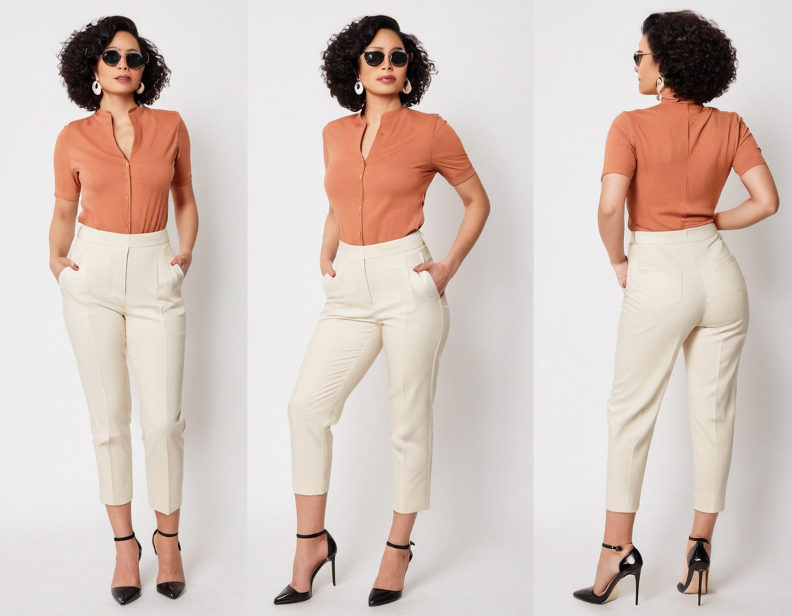 Women's beige cigaratte pant