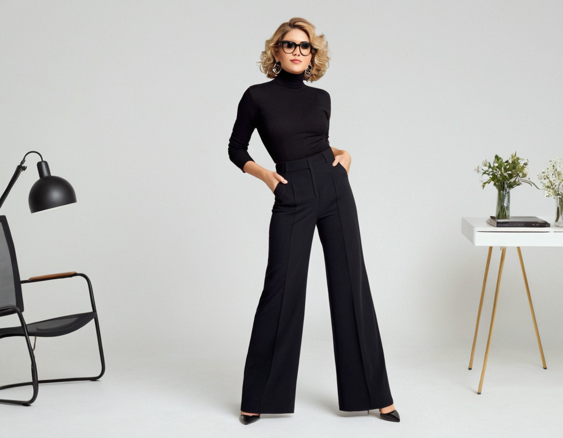 Women's black wide leg pant