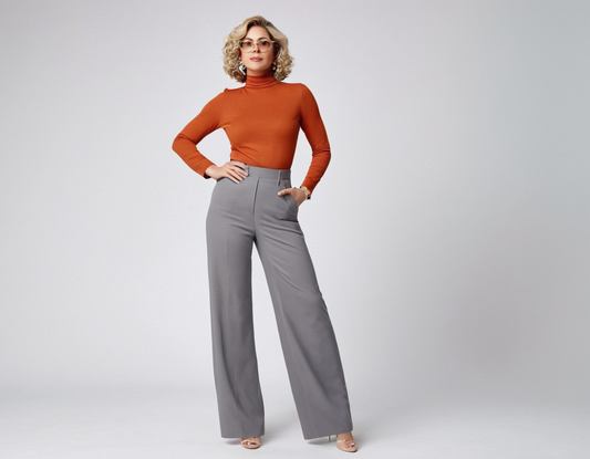 Women's grey wide leg pant