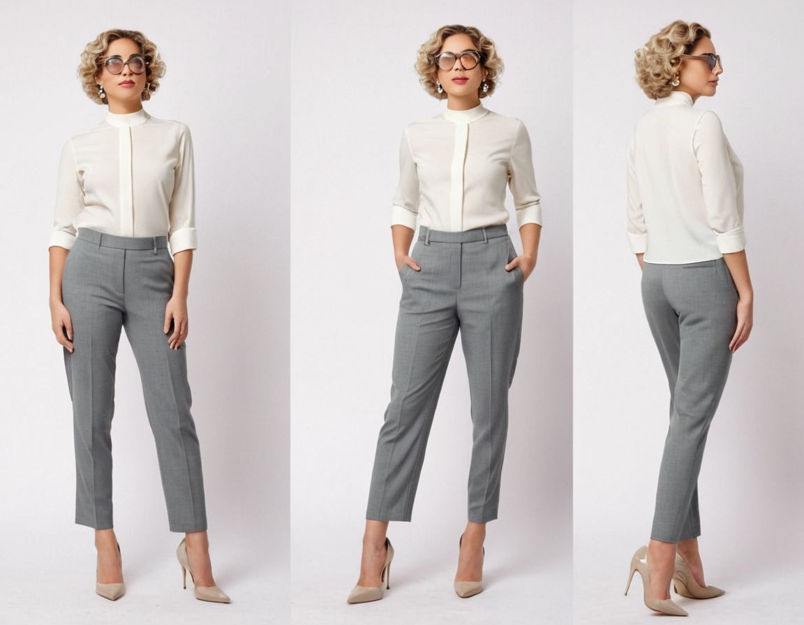 Women's grey straight cut trouser
