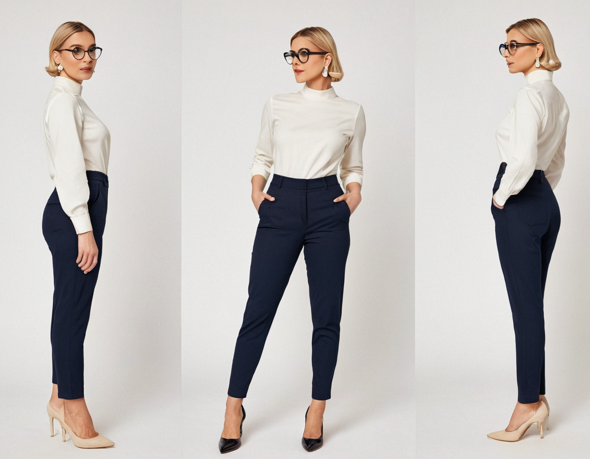 Women's navy blue slim fit chinos