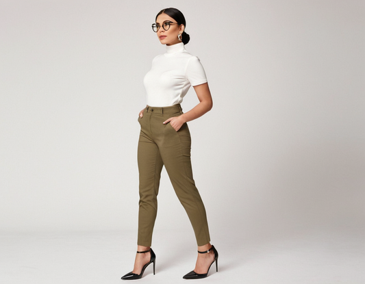 Women's olive green slim fit chinos