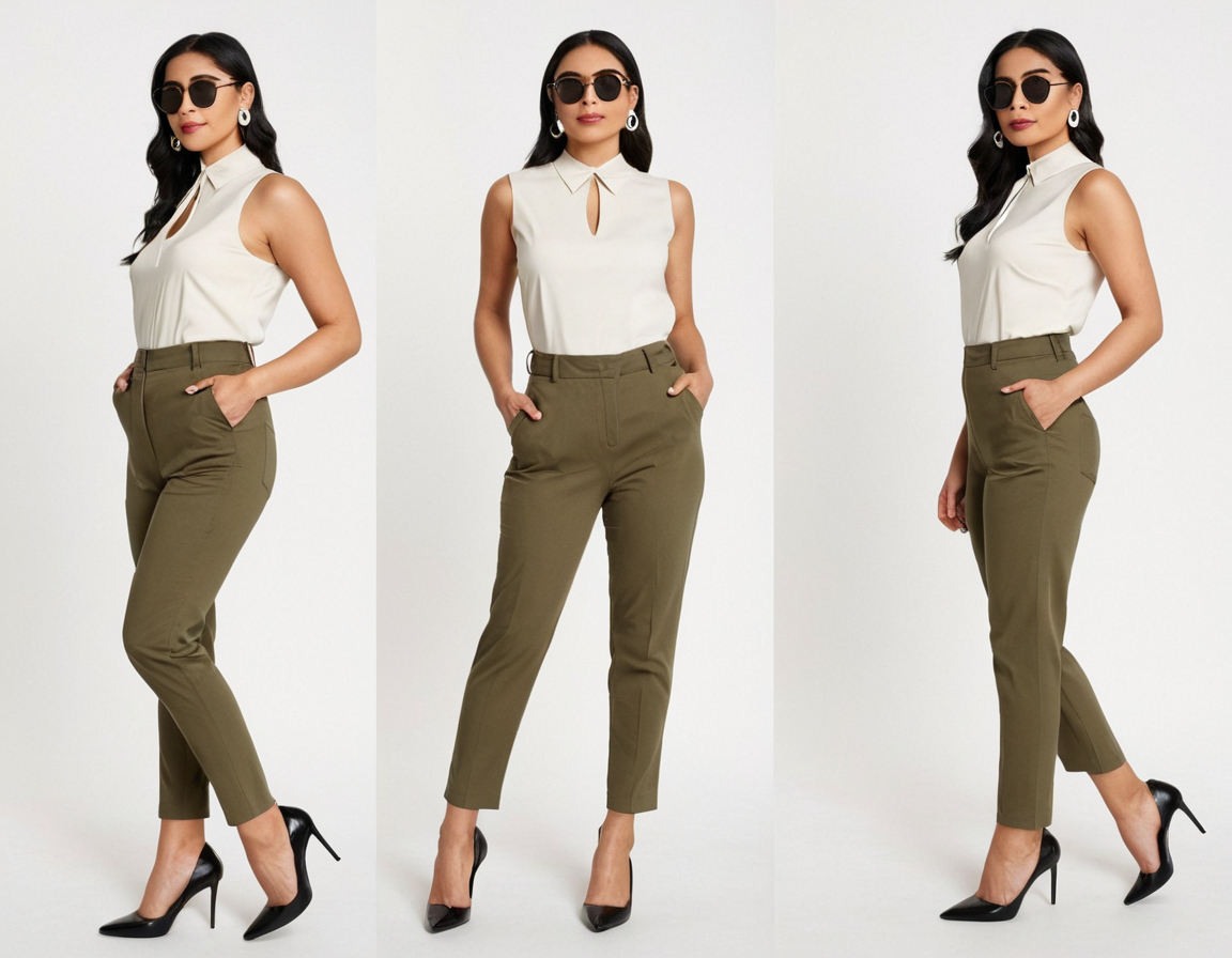 Women's olive green slim fit chinos