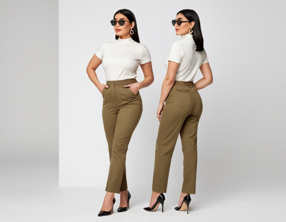 Women's olive green slim fit chinos