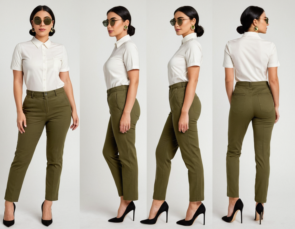 Women's olive green slim fit chinos