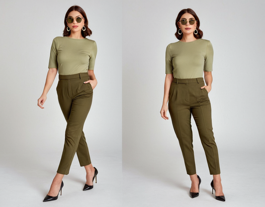 Women's olive green ankle length trouser