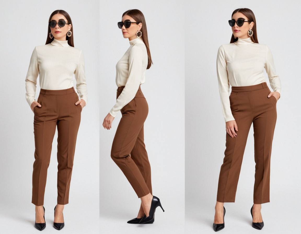 Women's tan ankle length trouser
