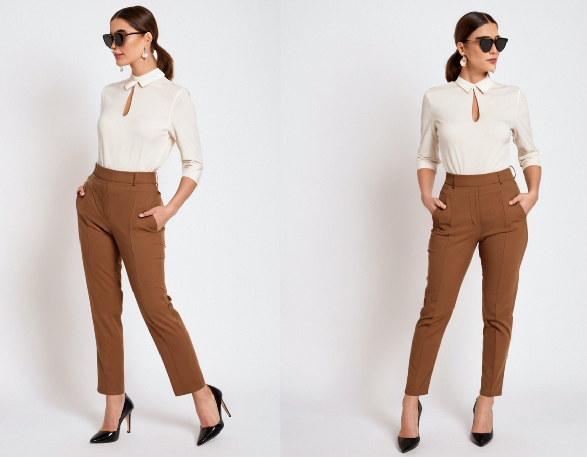 Women's tan ankle length trouser