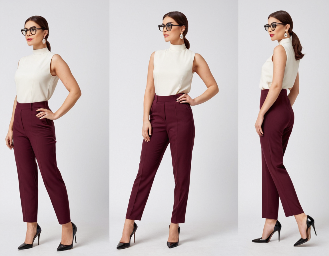 Women's maroon ankle length trouser