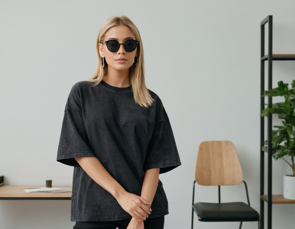 Women's black acid wash oversized t-shirt