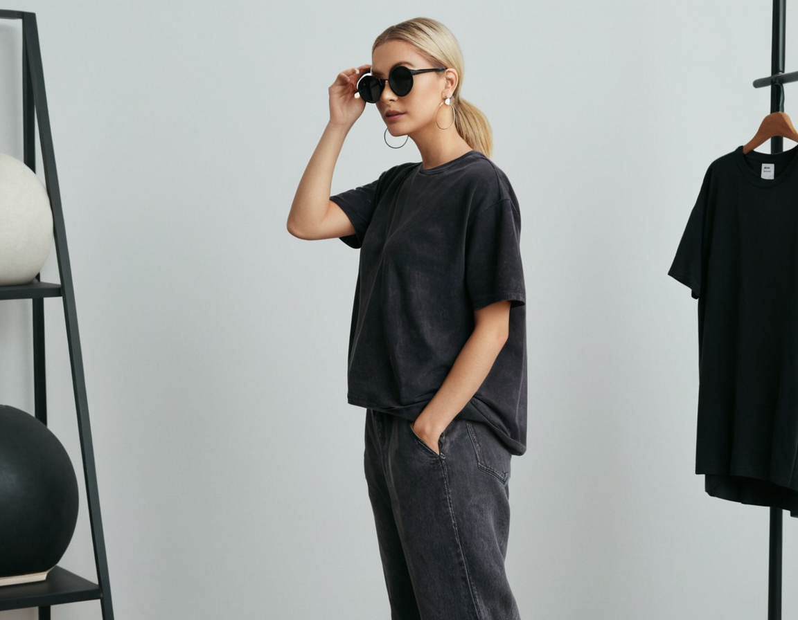 Women's black acid wash oversized t-shirt