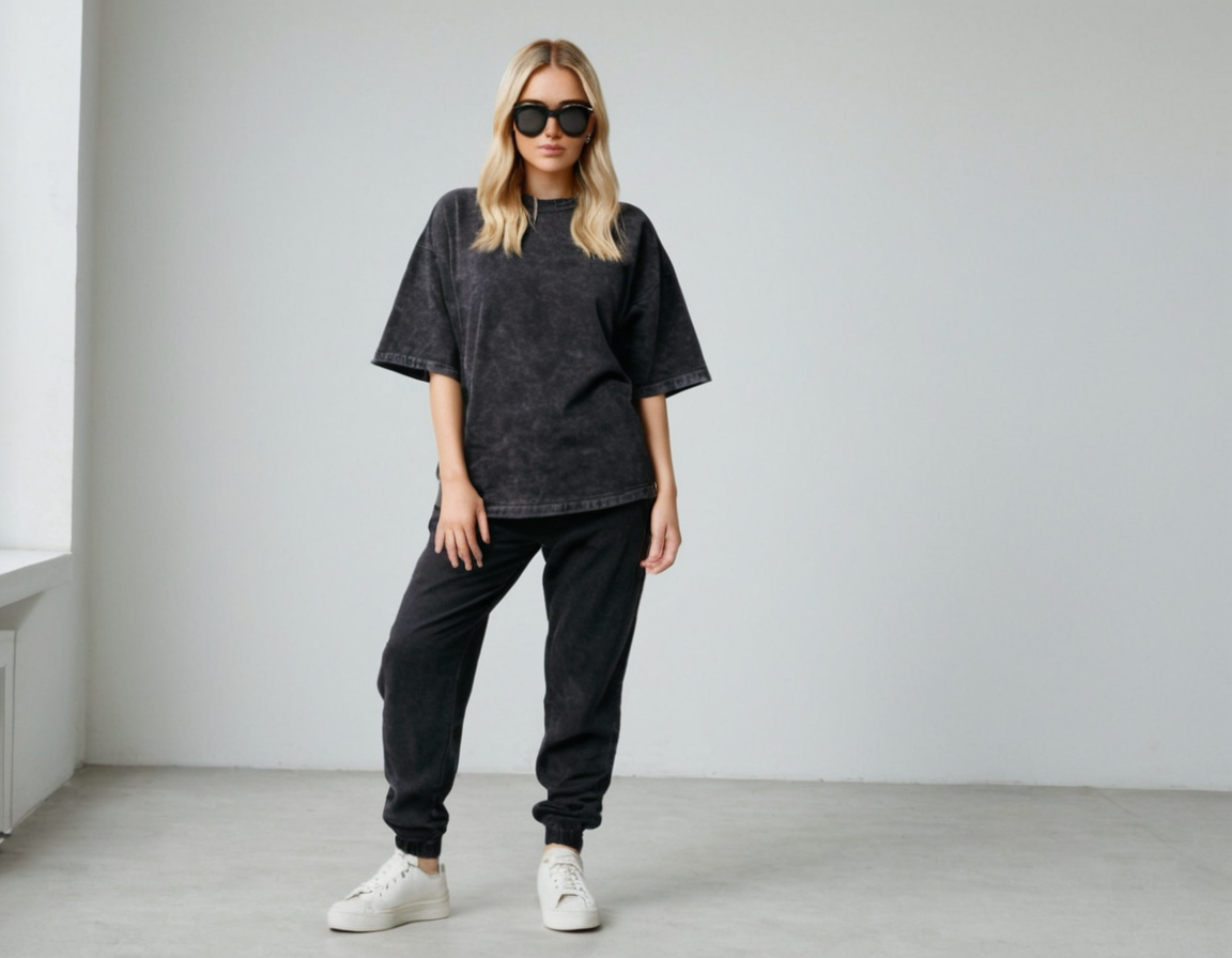 Women's black acid wash oversized t-shirt