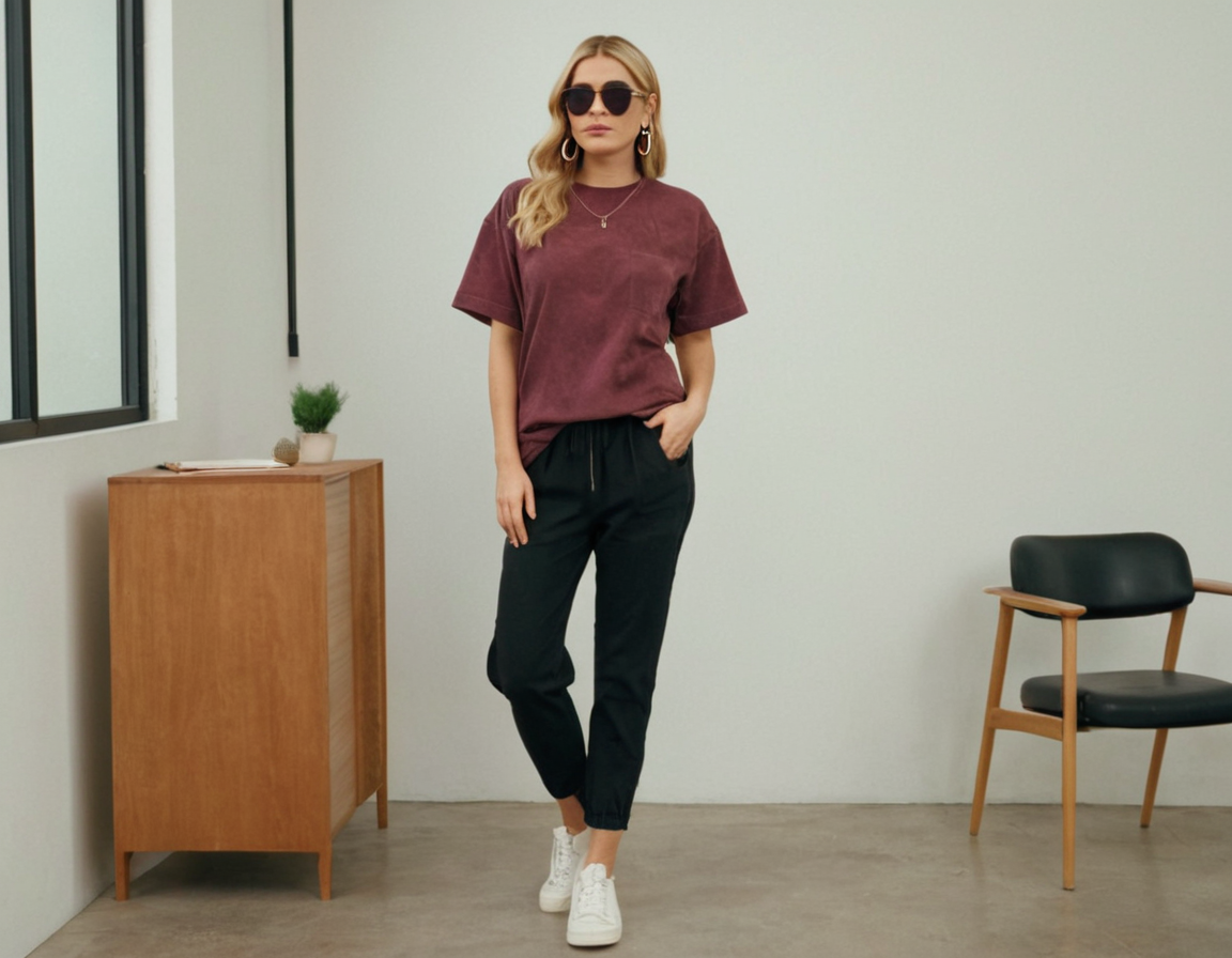 Women's maroon acid wash oversized t-shirt