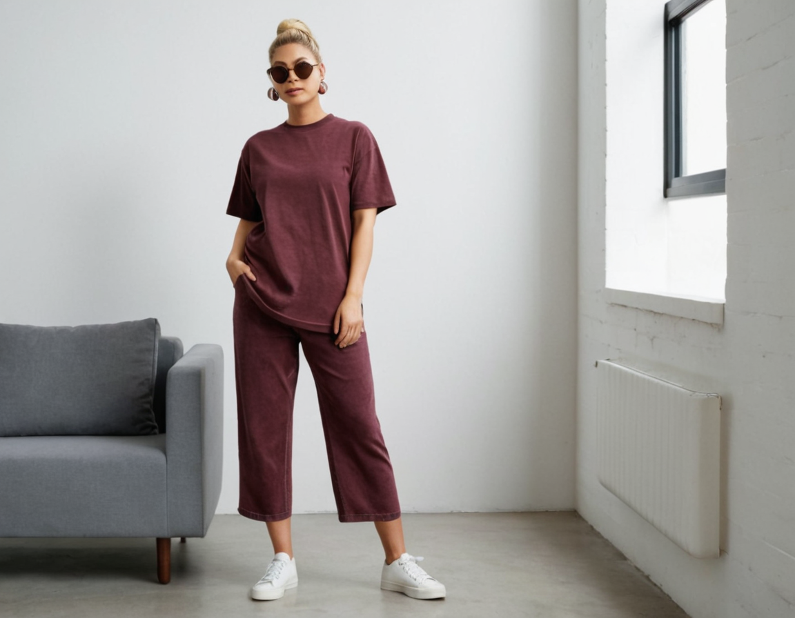 Women's maroon acid wash oversized t-shirt