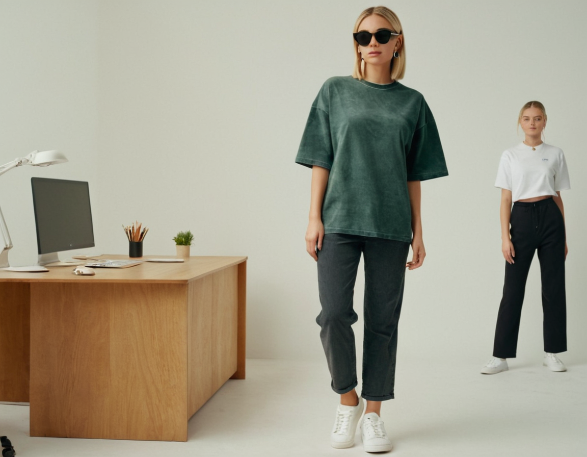 Women's bottle green acid wash oversized t-shirt