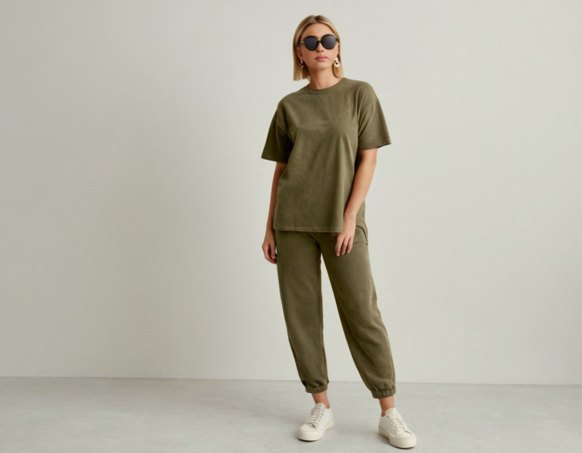 Women's olive green acid wash oversized t-shirt