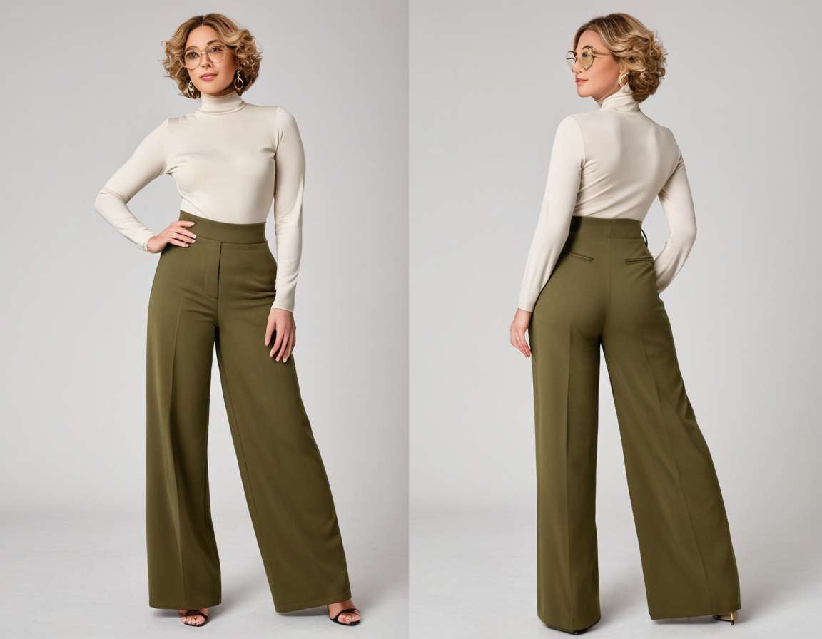 Women's olive green wide leg pant