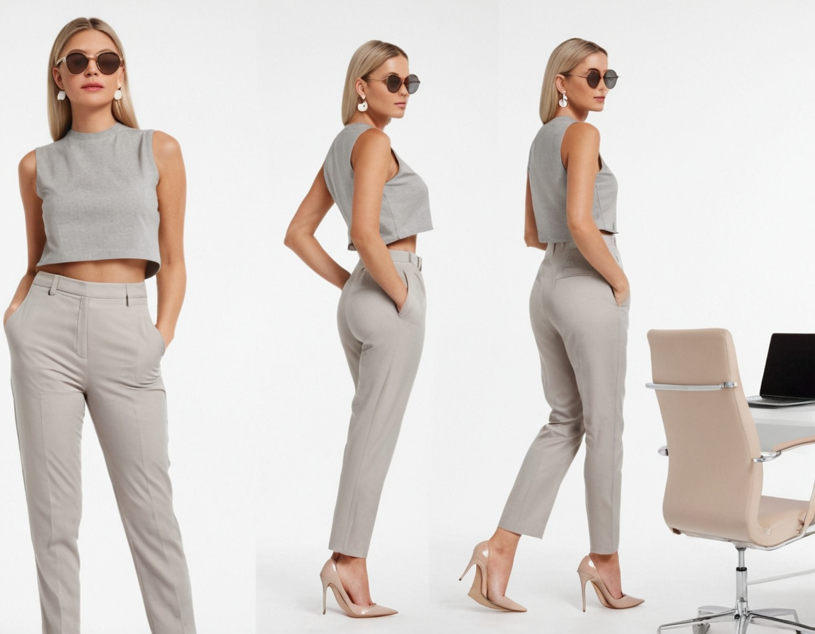 Women's grey slim fit chinos