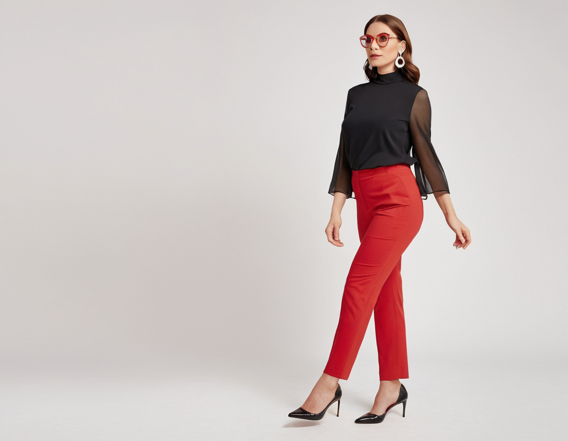Women's red ankle length trouser
