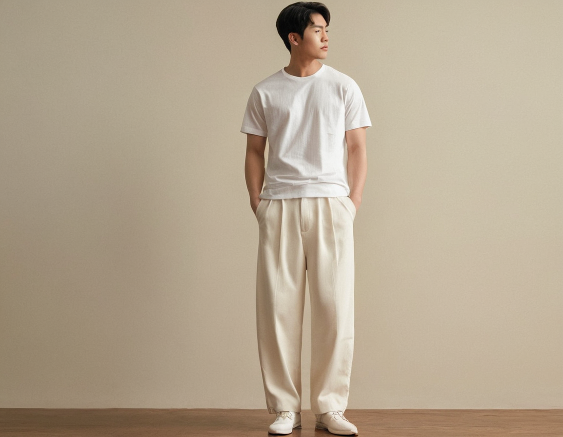 Stretchable Solid White Korean Pant for men.