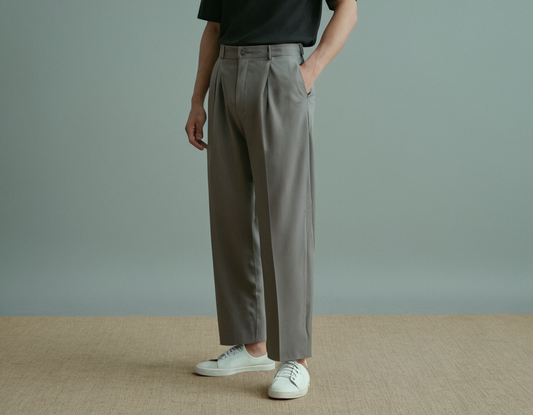 Stretchable Solid grey Korean Pant for men