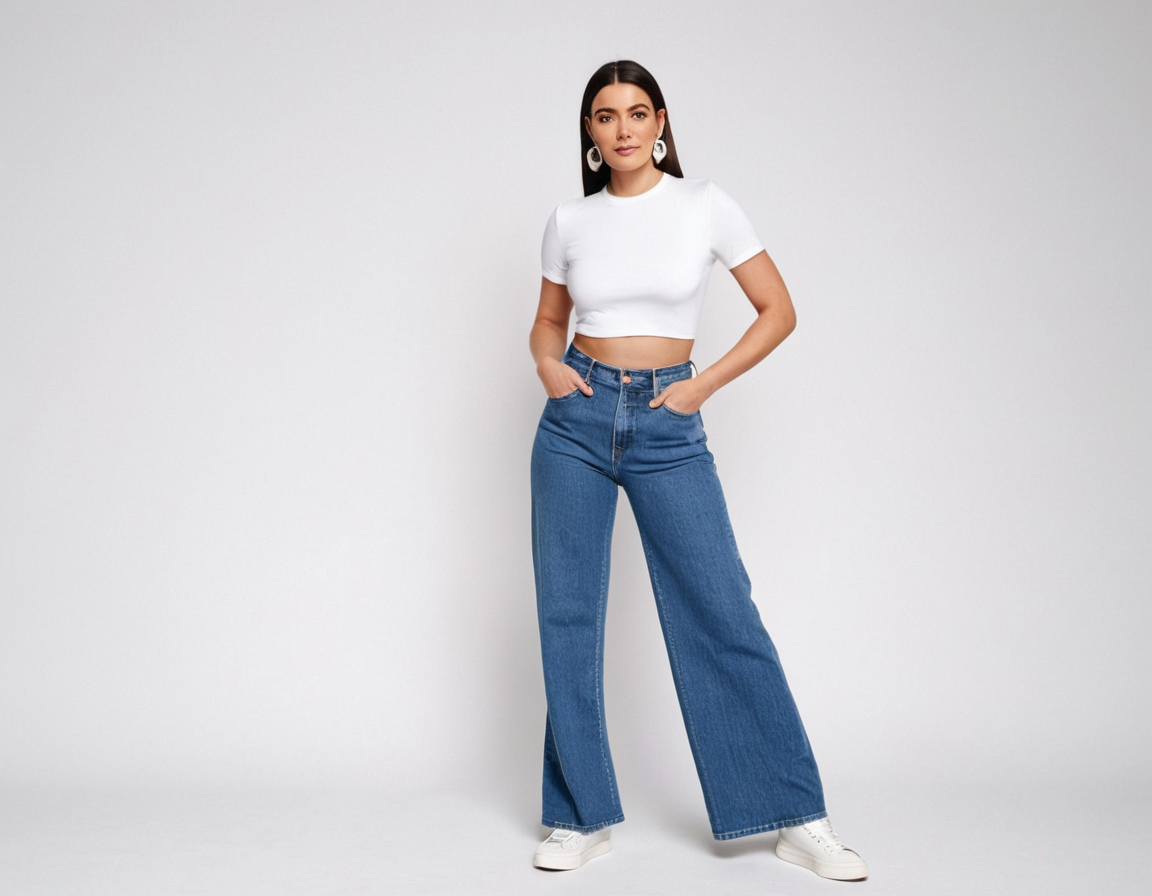 Women's  blue baggy jeans