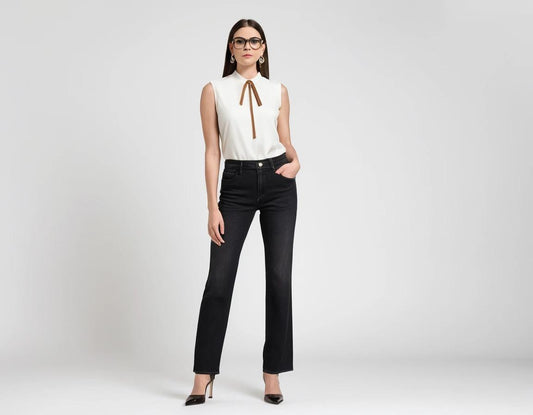 Women's black straight fit jeans