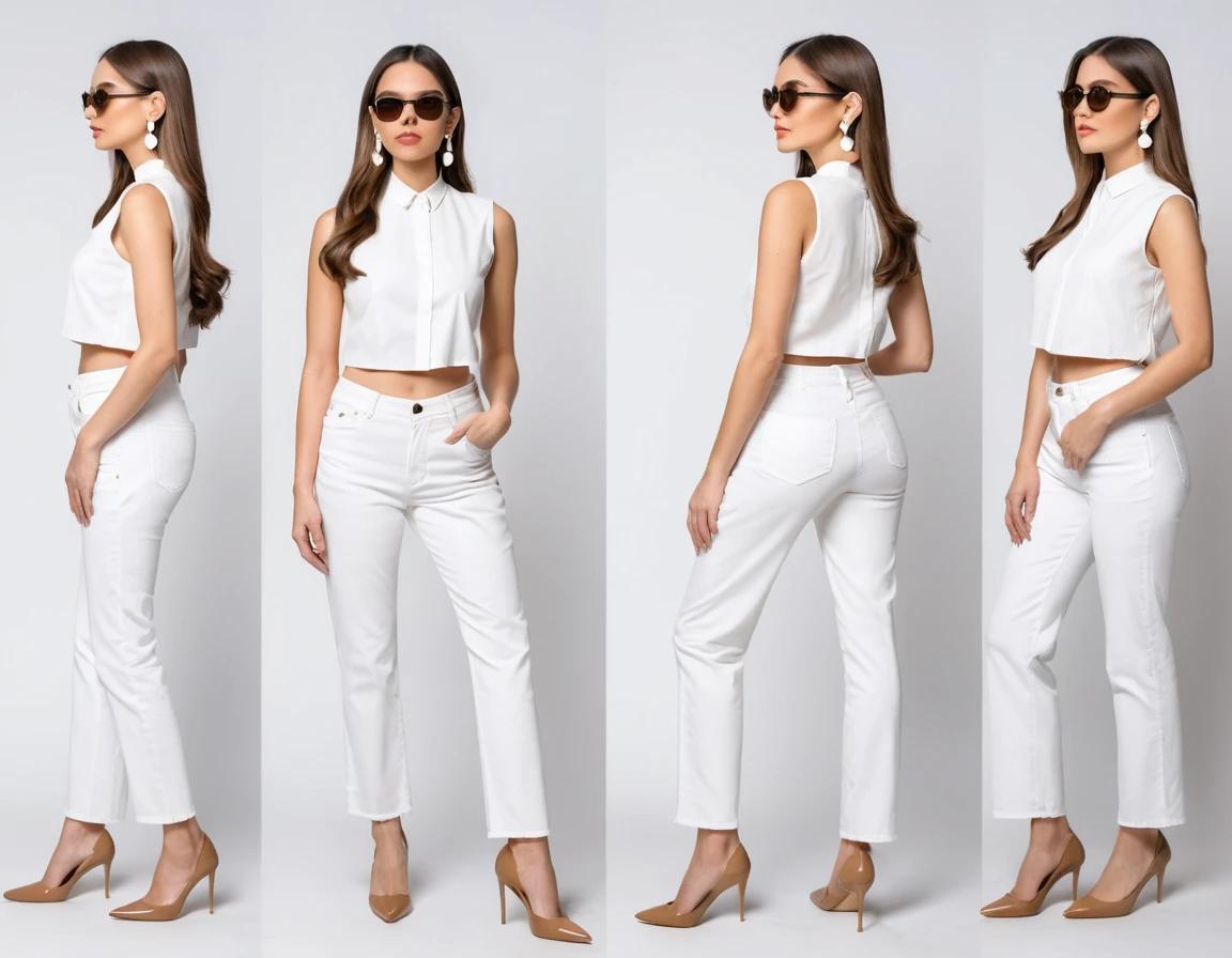 Women's white straight fit jeans