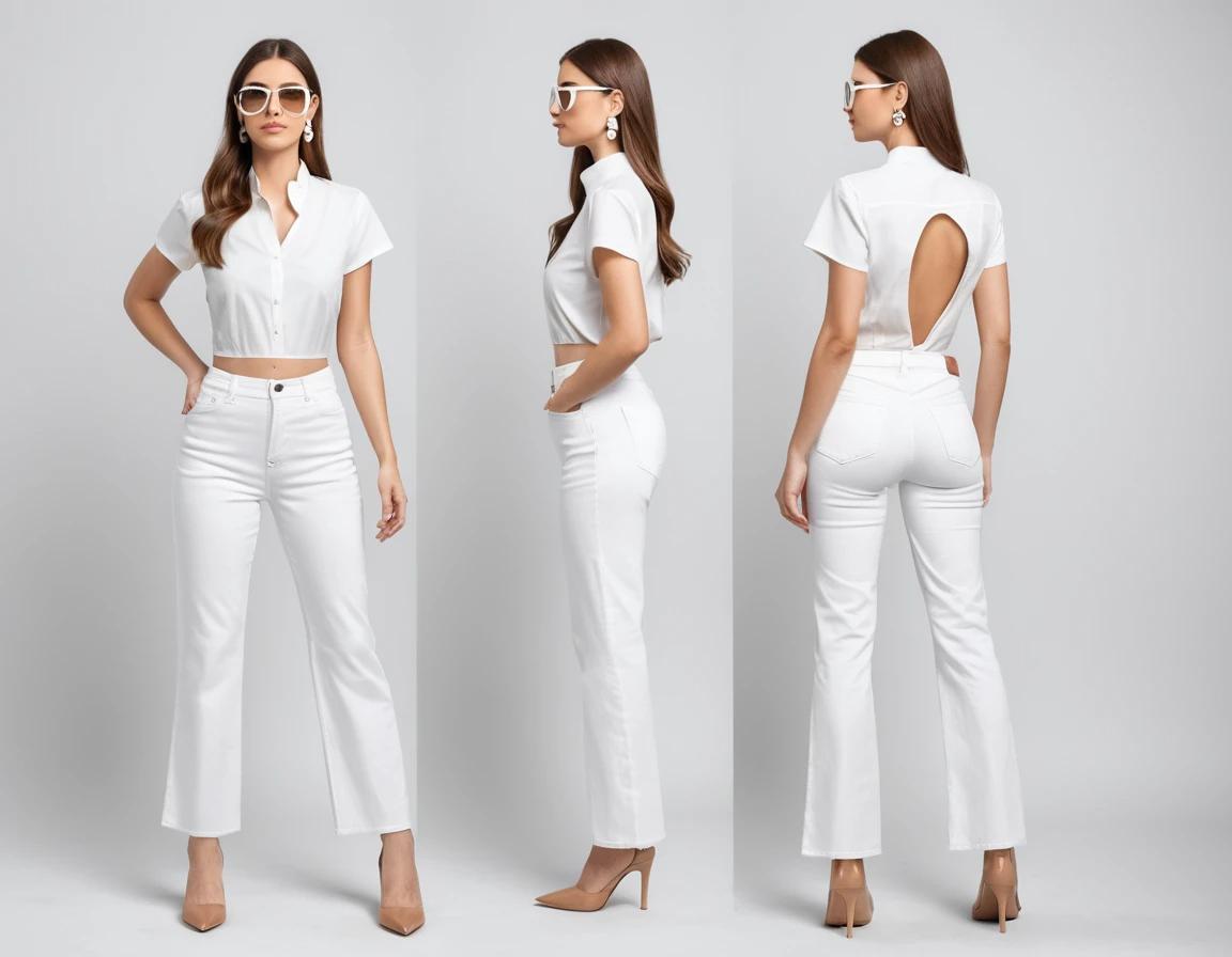 Women's white straight fit jeans