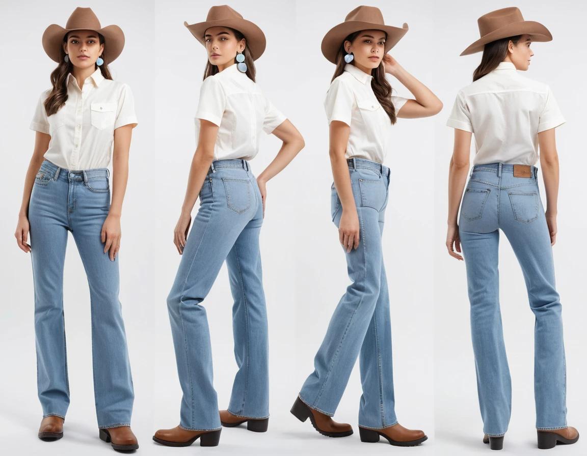 Women's washed blue bootcut jeans