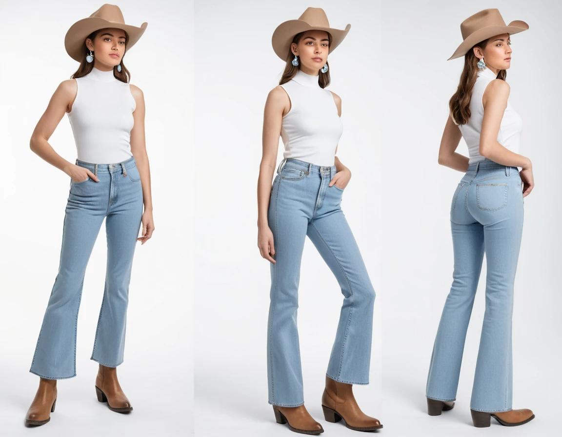 Women's washed blue bootcut jeans