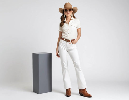 Women's white bootcut jeans