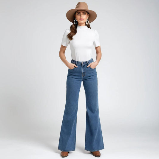 Women's navy blue flare jeans