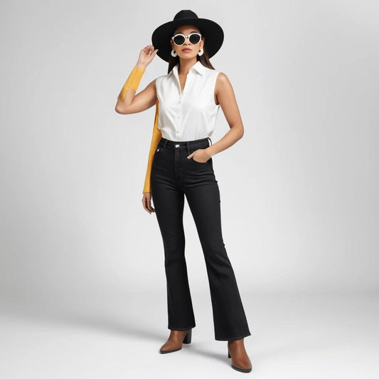 Women's black flare jeans