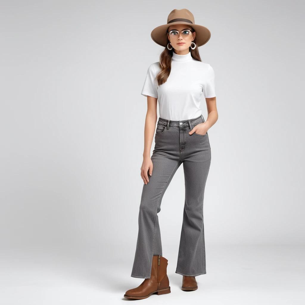 Women's grey flare jeans