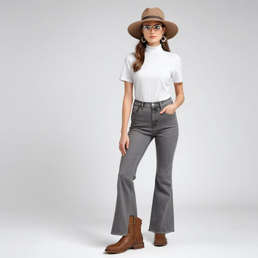 Women's grey flare jeans