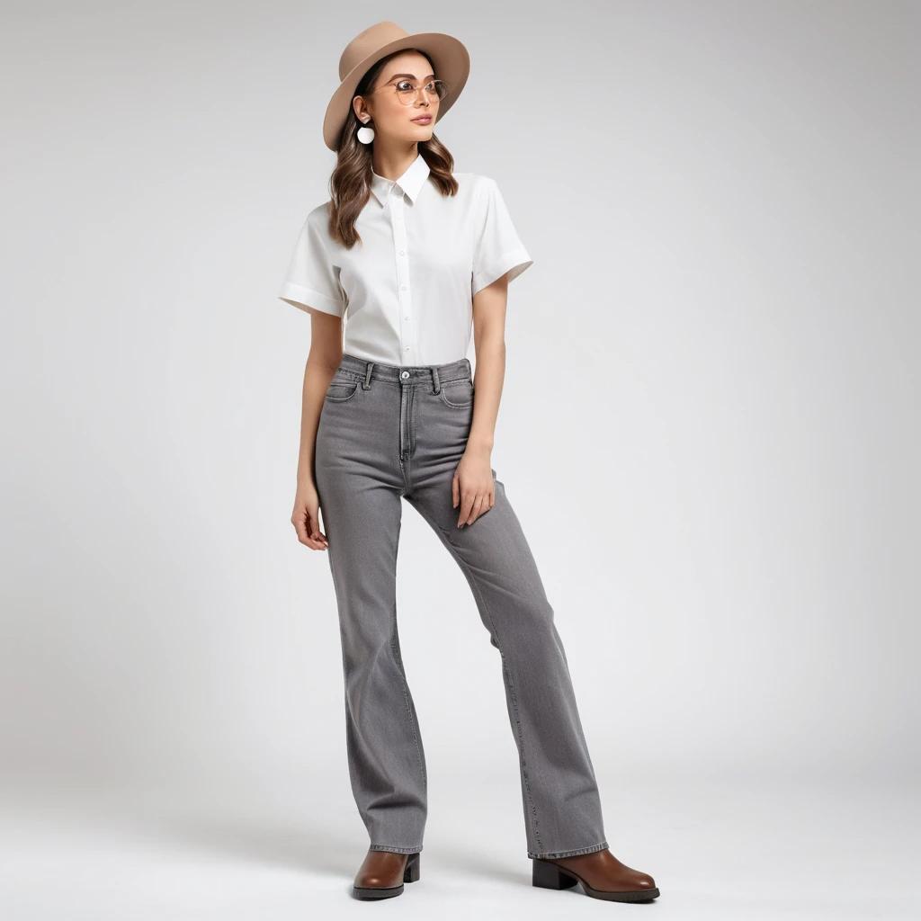 Women's grey flare jeans