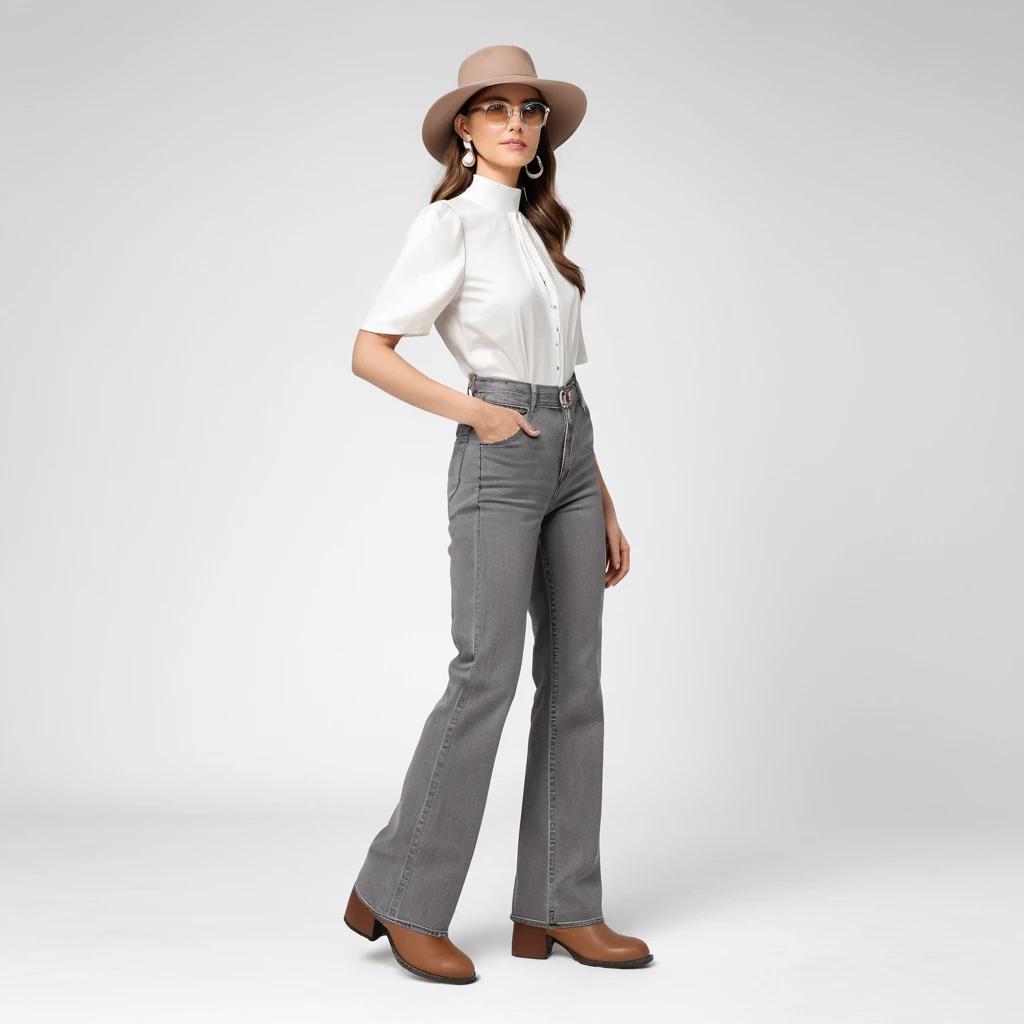 Women's grey flare jeans