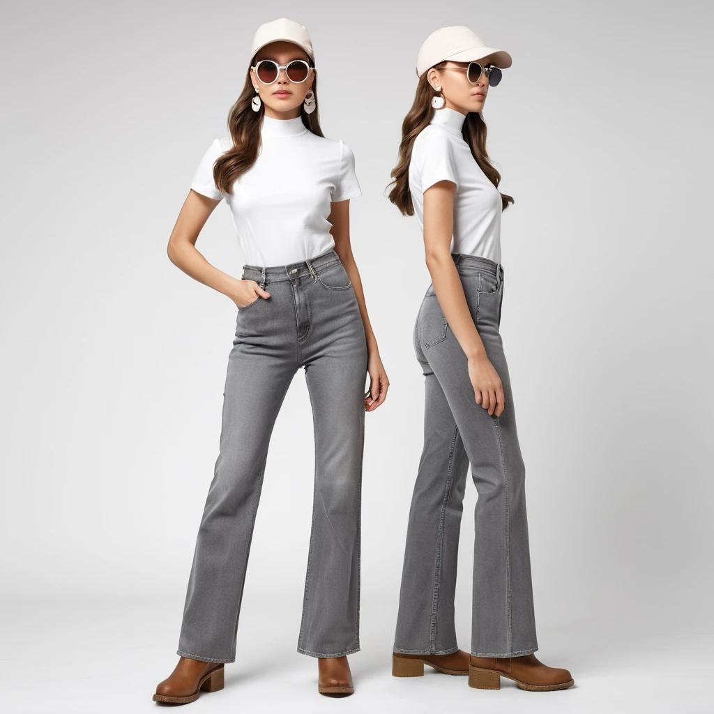 Women's grey flare jeans