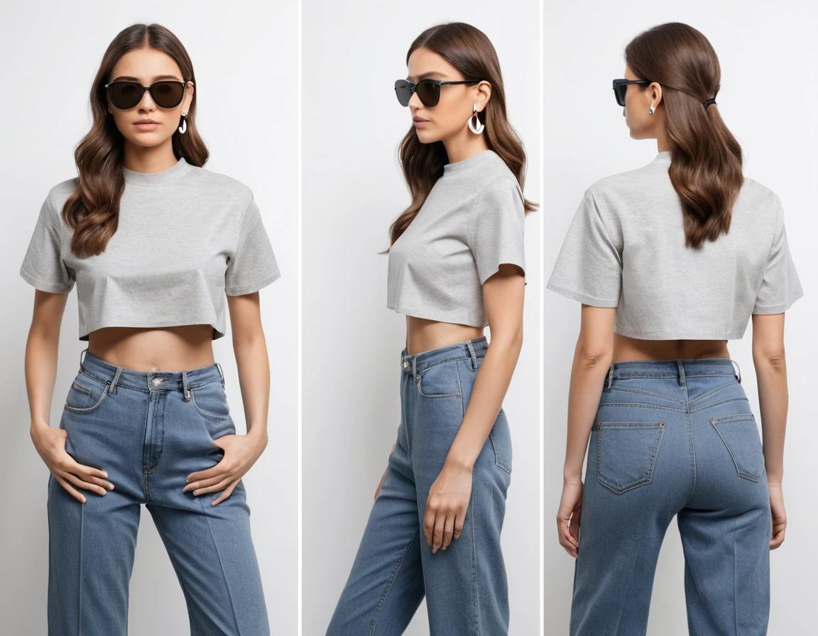 Women's solid grey crop top