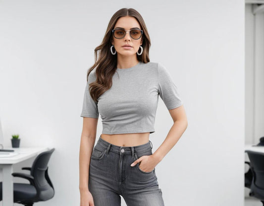 Women's solid grey crop top