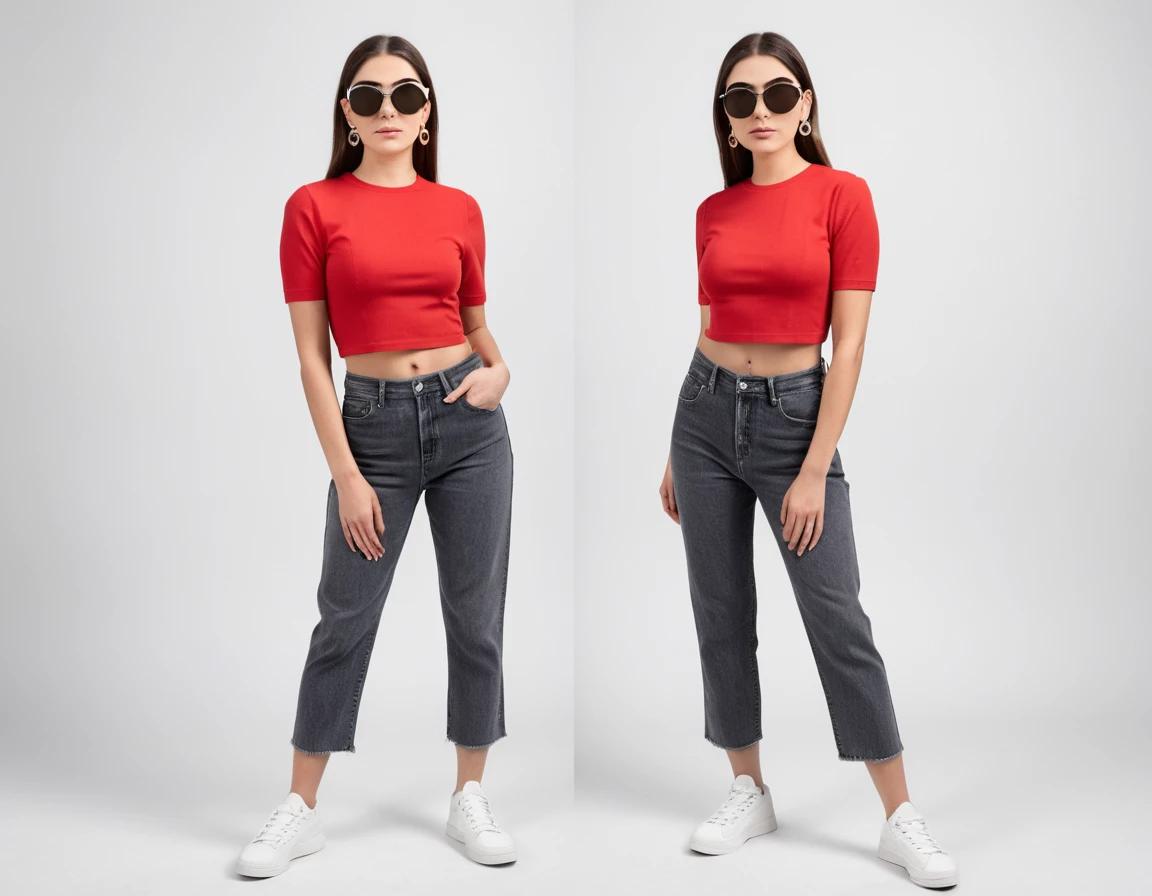 Women's solid red crop top