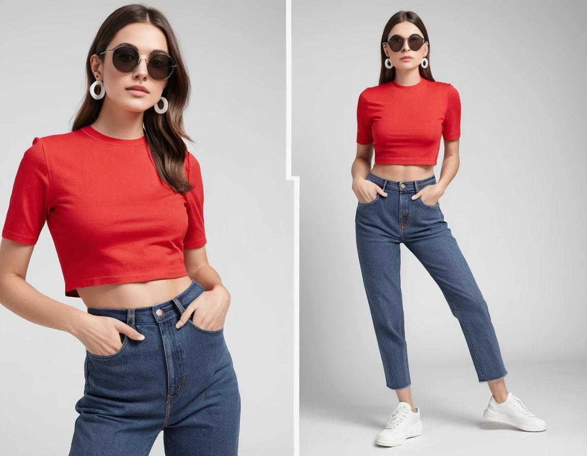 Women's solid red crop top