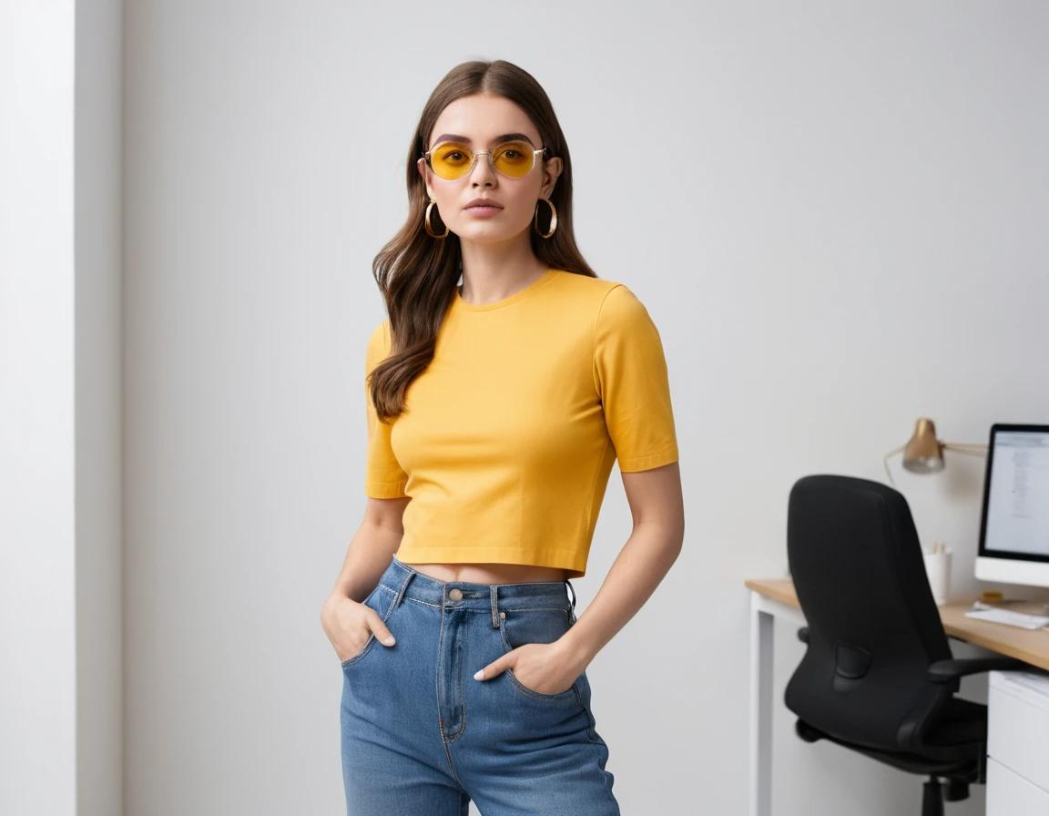 Women's solid mustard yellow crop top