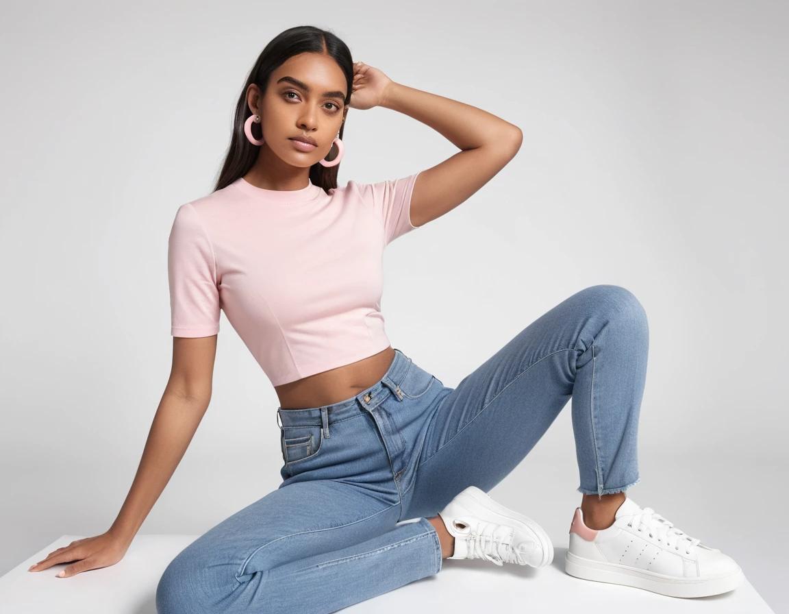 Women's solid baby pink crop top