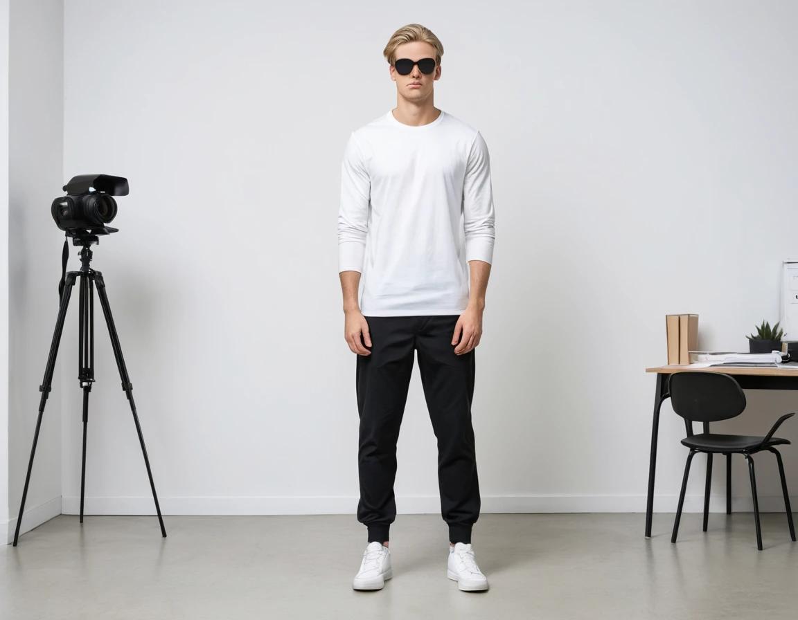 Men's solid white full sleeve t-shirt.